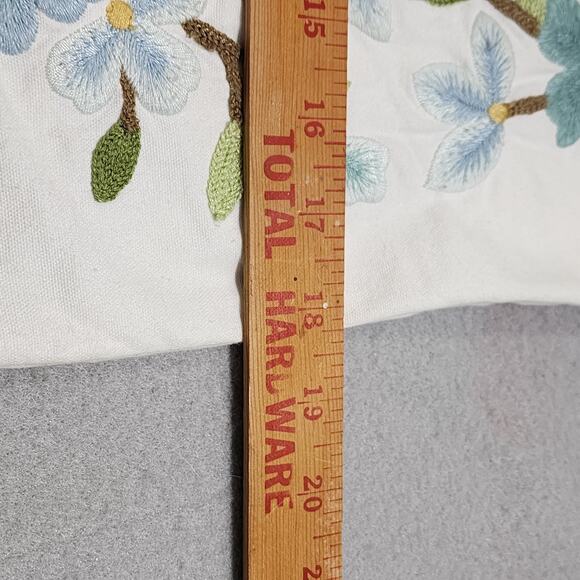 Embroidered Blue Cherry Blossom Square Pillow Sham Cases 18"x18" Button Closure - Picture 10 of 10